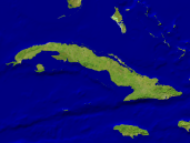 Cuba Satellite + Borders 1600x1200